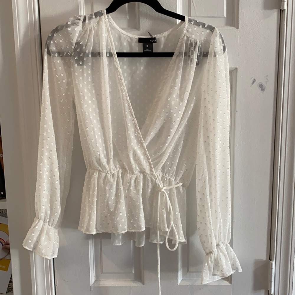 Aqua Textured Peplum Blouse